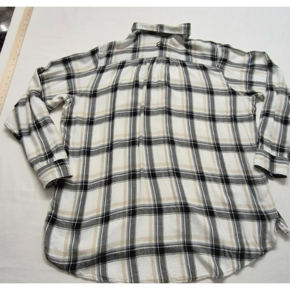 Magellan Willow Creek women's tan/black plaid flannel boyfriend fit shirt‎ 2XL